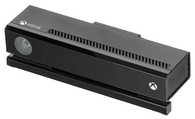 Image Source: Wikipedia - The Xbox One's Kinect, a motion controller peripheral for the console. The Kinect uses a multiple camera types and microphones to let a user control the xbox with motion and sound