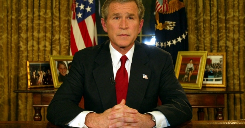 President George W. Bush in the Oval Office on March 19, 2003, following his address to the nation announcing the U.S. invasion of Iraq. (Image: Public domain)