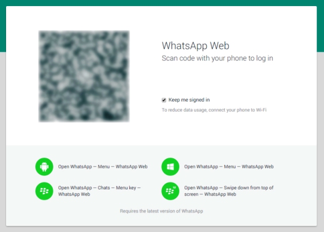 Image Source: Google Image - A screen shot of the WhatsApp web page with a blurred QR code. And instructions for using WhatsApp on other platforms other than Android.