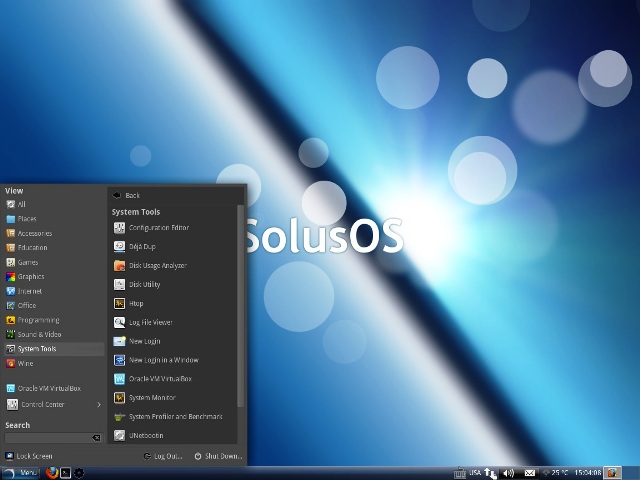 A screenshot of the desktop with launched Cardapio menu.