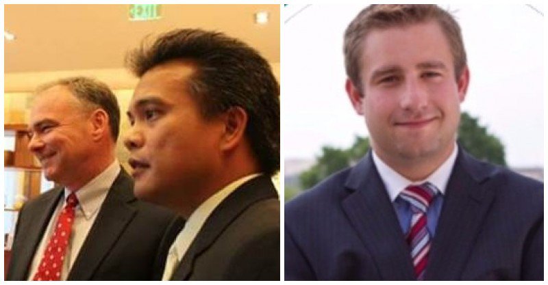 Tim Kaine & Joe Montano (left), Seth Conrad Rich (right)