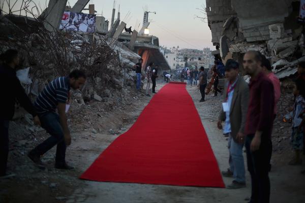 Just like Cannes, Gaza rolls out its red carpet...through the rubble.