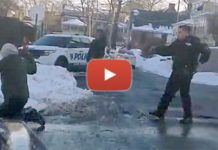 Video: Police Officer Holds Children At Gunpoint For Having A Snowball Fight